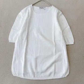 살바토레 페라가모 간치니 썸머 니트 빅 로고 화이트 XL