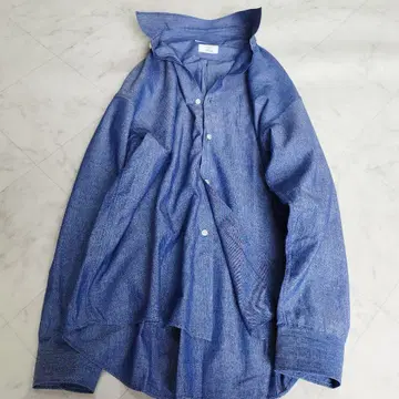 어반 리서치 x 알비니 고급 린넨 혼방 오버 사이즈 셔츠 L 블루