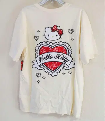 헬로키티 포에버21 콜라보 반팔 티셔츠 레이스 리본 참 포함