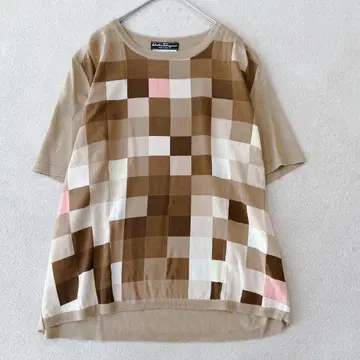 살바토레 페라가모 썸머 니트 체크 실크 100% XL