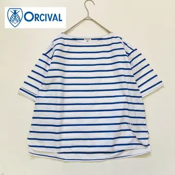ORCIVAL 오르치발 보더 보트넥 셔츠 화이트 블루
