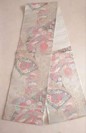 고급 후쿠로 오비 기모노 순수 실크 포멀 후리소데 성인식 나비 패턴