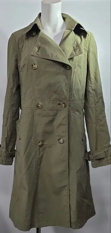 TRUSSARDI 카키 더블 브레스트 트렌치코트 얇은 소재 y81