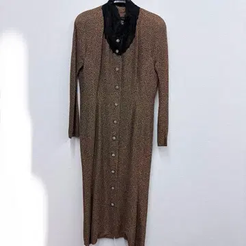 이타리야 이탈리아 롱 원피스 9호 레이스 옷깃 올 패턴 엘레강트 비쥬