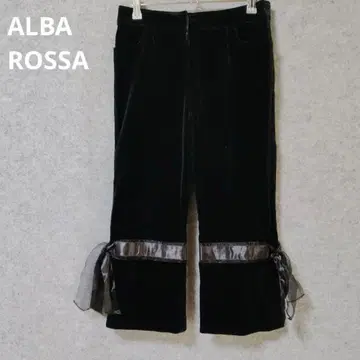 ALBA ROSSA 블랙 벨벳 캐주얼 팬츠 리본 포함