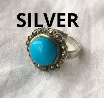 빈티지 터콰이즈 실버 반지 SILVER 마카사이트 카보숑