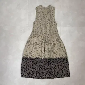 플리츠 슬리브리스 원피스 페이즐리 베이지 레트로 보헤미안 구제 의류