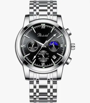 DIZIZID 남성용 아날로그 손목시계 쿼츠 달력 비즈니스 방수 블랙