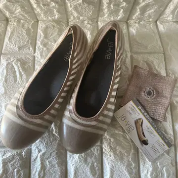 javie 플랫슈즈 25 베이지/스트라이프