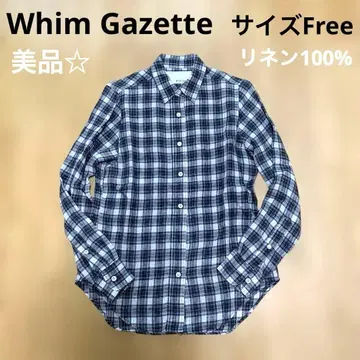 Whim Gazette 윔 가젯 린넨 100% 체크 셔츠 Free