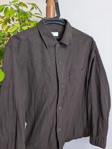 유니클로 코튼 린넨 셔츠 자켓 브라운 S