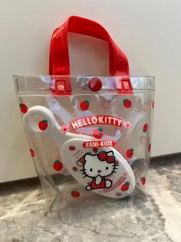 헬로키티 Hellokitty 비닐 백 딸기 무늬 브러쉬