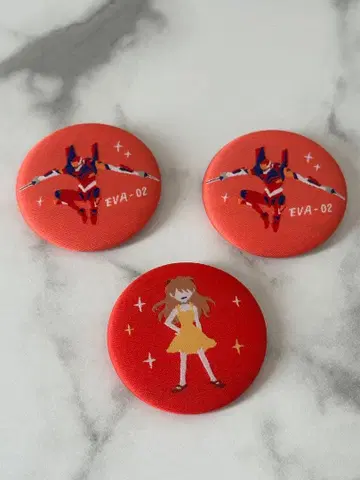 에반게리온 EVA-02 아스카 자수 캔뱃지 3개