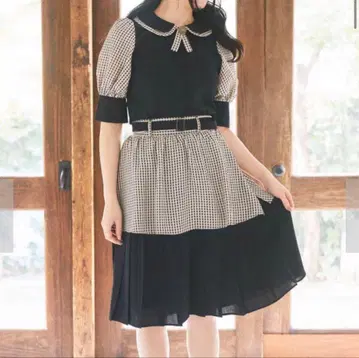 [ canone ] 부드러운 비의 깅엄 스커트 & 블라우스