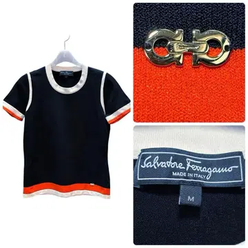 살바토레 페라가모 반팔 봄/여름 니트 상의 간치니