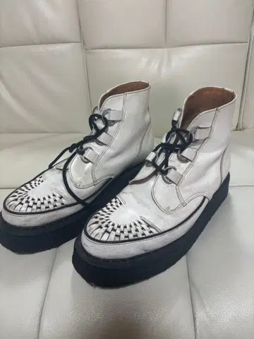 조지 콕스 롱 부츠 화이트 가죽 부츠 사이즈 9 영국제