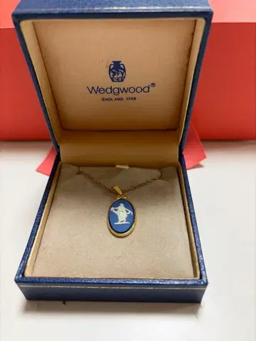 박스 포함 웨지우드 재스퍼 카메오 목걸이 블루 펜던트 새상품급