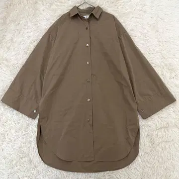 INED 볼륨 소매 롱 셔츠 블라우스 9호 사이즈 카멜