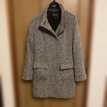 INDIVI 트위드 체스터 코트 미들 기장 스탠드 카라풍 새상품급