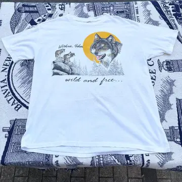80s 애니멀 t셔츠 수베니어 캐나다제 싱글 스티치 L