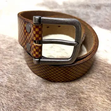vintage 체크 무늬 깃발 패턴 가죽 벨트 천연 가죽 락