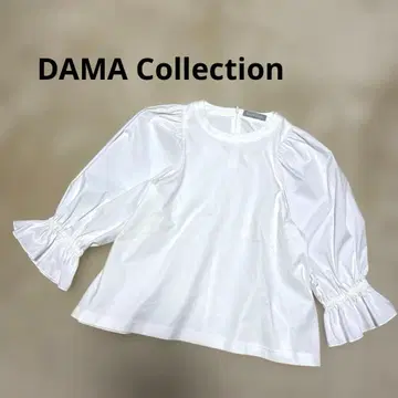 미사용품 다마 컬렉션 이소재 절개 티셔츠 블라우스 화이트 LL