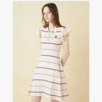 FURFUR 스트라이프 FILA 콜라보 슬리브리스 원피스 핑크