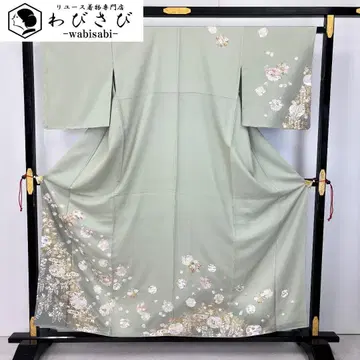 호몬기 눈꽃 무늬와 꽃 무늬 간세이즈 금채 옅은 리큐 네즈색 K-5894