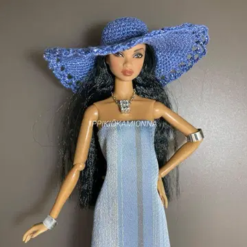 콜레트 바비 포피 후드티 모자 파운틴 블루 라메 초 와이드 챙