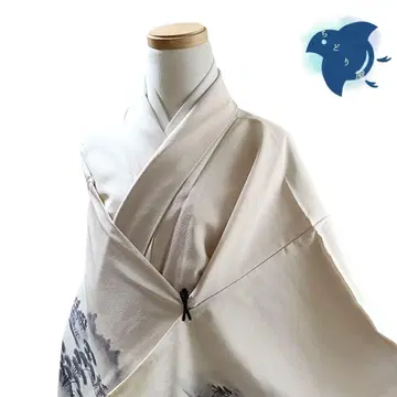 C86 치도리야 기모노 이중 기모노 스호 쓰케사게 풍경 산 베이지