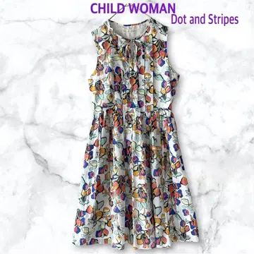 CHILD WOMAN 도트앤스트라이프 슬리브리스 원피스 세탁 가능