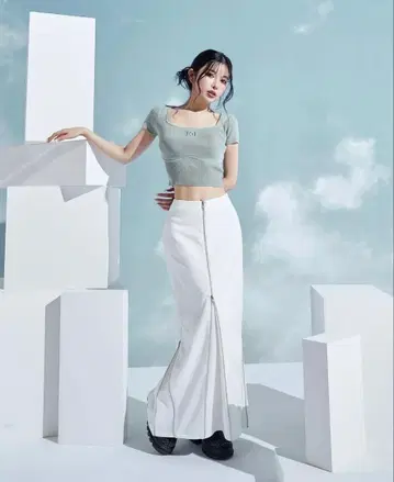 D a r i c h 미사용 새상품! 지퍼 디자인 롱 스커트 WHT