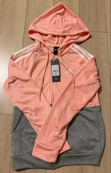 [택 포함 새상품] 새상품급 adidas 후드티 L 핑크/그레이