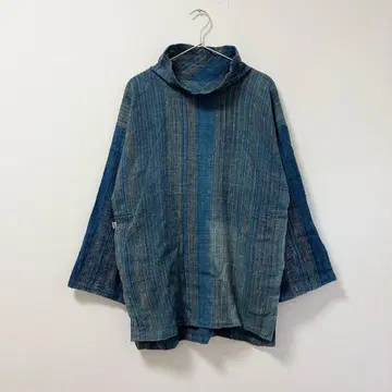 새상품급 우사토 의류 상의 롱 풀오버 F 네이비 나염 초목 염색