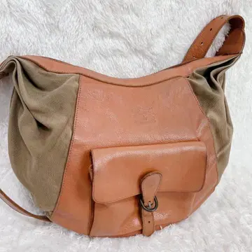 일비종떼 숄더백 초승달 캔버스 x 가죽 사선 가케