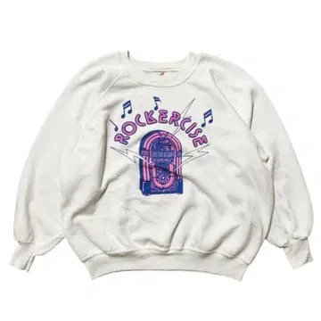 80s 90s 스코틀랜드제 주크박스 맨투맨 트레이닝복 크롭 기장