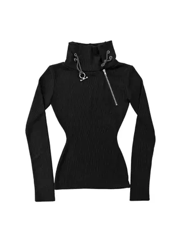 THEAIRTOWN 하이넥 지퍼 니트 블랙