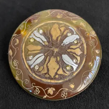 [36] 루사이트 브로치 금채 마키에 빈티지 앤티크