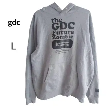 GDC 지디씨 후드티 로고 프린트 코튼 그레이 L 남성용