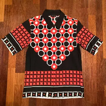 agnes b. homme 집업 셔츠 아토믹 올 패턴 하와이안 셔츠