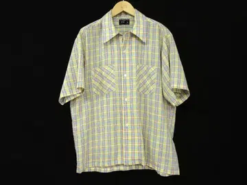 70s 빈티지 [ JCPenney ] 체크 무늬 반팔 박스 셔츠 JC페니