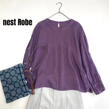 새상품급 네스트로브 nest Robe 린넨 셔링 커프스 블라우스 F 긴팔