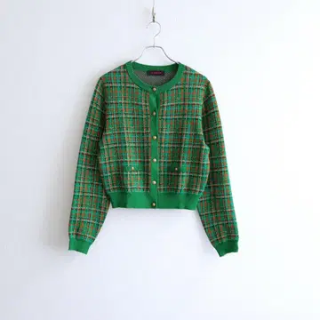 CABaN 코튼 캐시미어 체크 자카드 가디건 24SS 새상품급