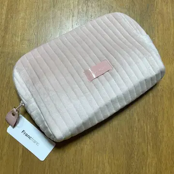 Francfranc 스트라이프 퀼트 파우치 핑크 L
