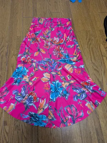 아르헨티나 탱고 댄스 플라워 프린트 스트레치 플레어 스커트 핑크