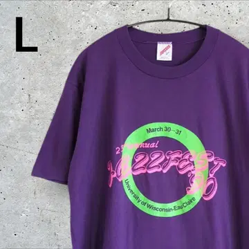 90s USA제 JERZEES L 퍼플 T셔츠 싱글 스티치