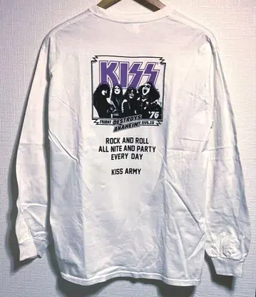 KISS 롱티 긴팔 프린트 밴드 티셔츠 락 화이트 L