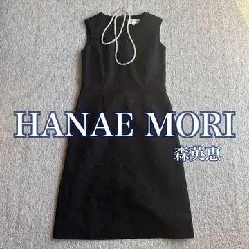 모리 하나에 슬리브리스 원피스 자카드 직조 네이비 포멀