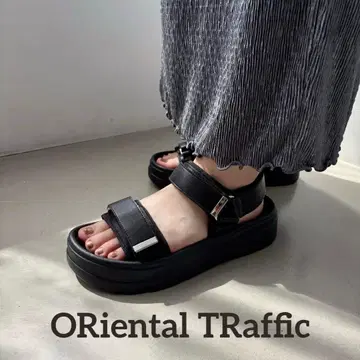 메탈 부품 통굽 샌들 ORiental TRaffic 블랙 M