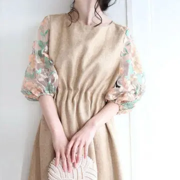 cawaii x frenchpave 원피스 자수 포멀 꽃 소매 레이스